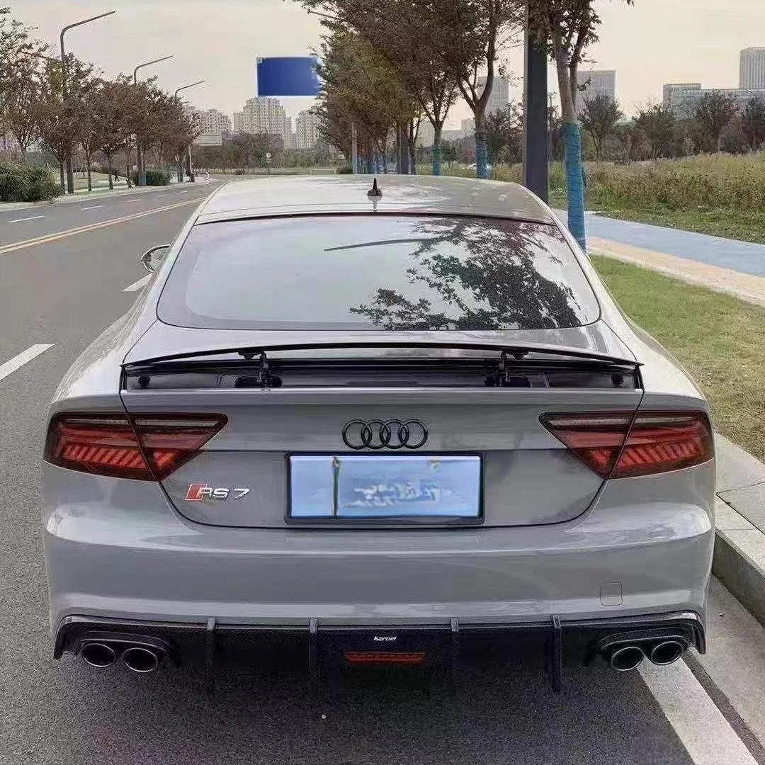 Difusor de labio de parachoques trasero para Audi A7 S7 C7.5 2016 2017 2018, alerón divisores traseros con accesorios de luz Led, Kit de carrocería - imagen 3