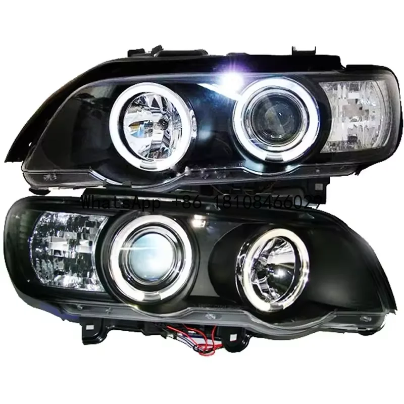 Faros LED Angel Eyes Sonar para BMW X5 E53 1999-2002 carcasa negra