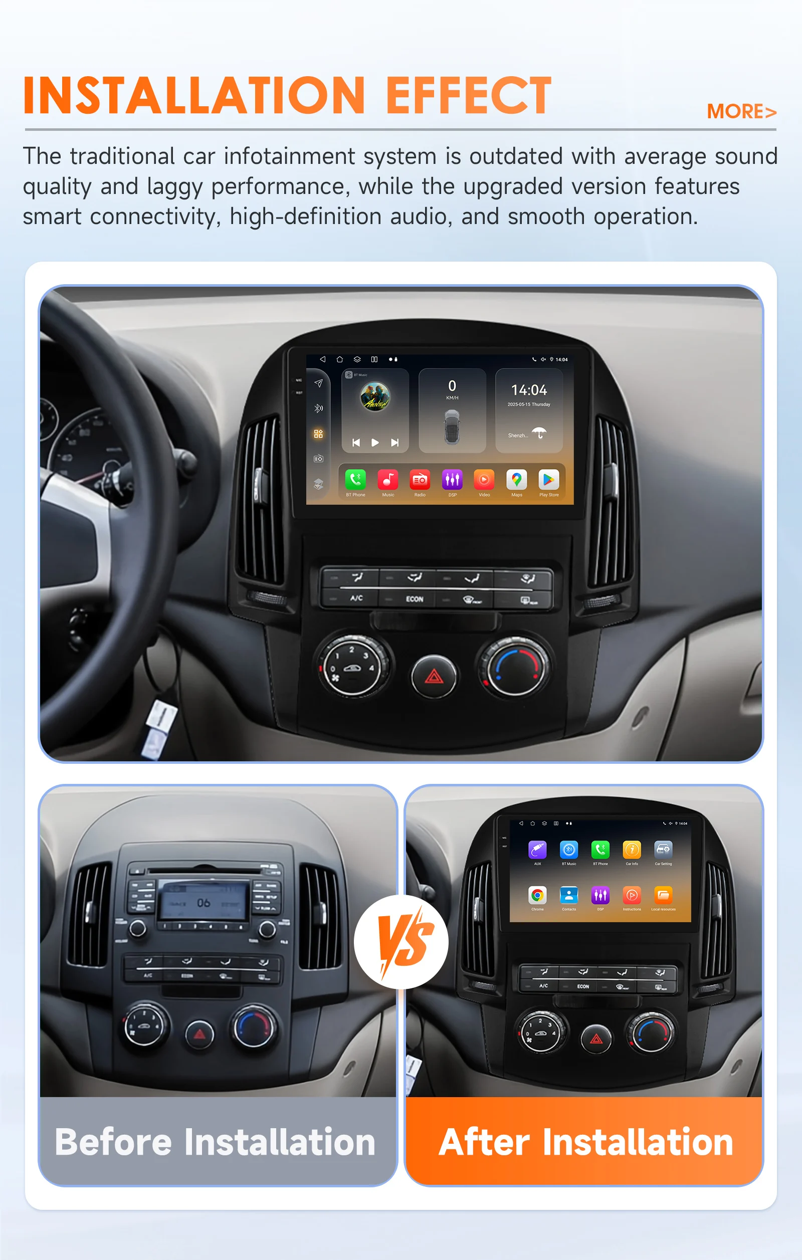 Radio 2DIN Android con GPS, CarPlay y cámara 360 – Hyundai i30 - imagen 2
