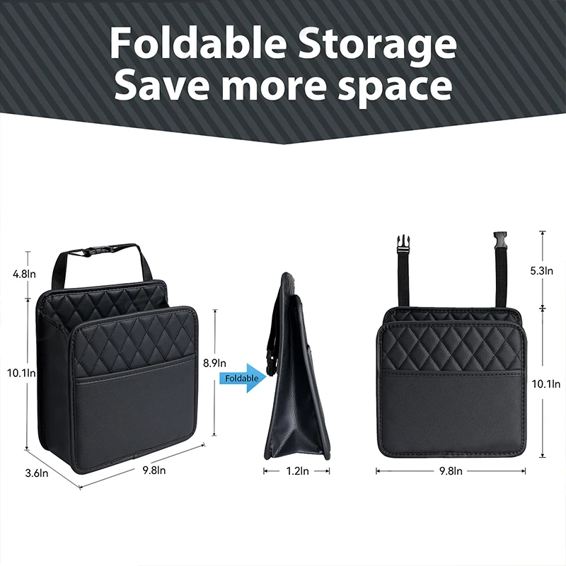 Bolsa de almacenamiento para asiento de coche, bolsa de basura de cuero Pu - imagen 2