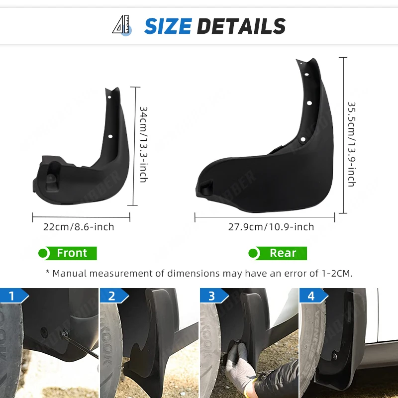 Guardabarros delanteros y traseros para MINI Countryman R60 2010 - 2016 guardabarros guardabarros 2011 2012 2013 2014 2015 juego de guardabarros - imagen 3