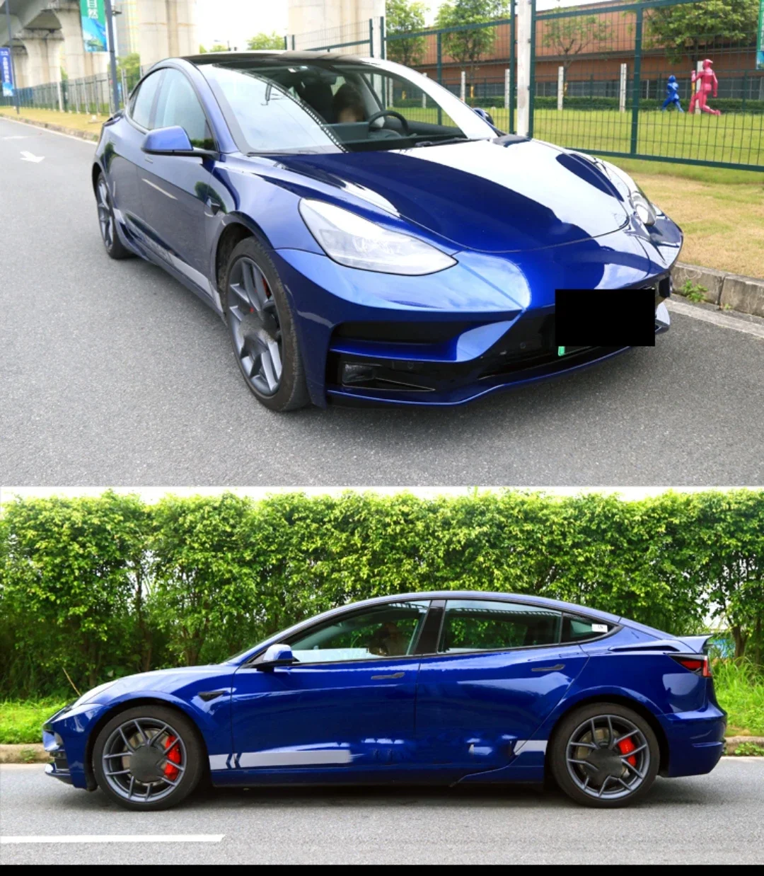 Kit de carrocería para Tesla Model 3, actualización Y, parachoques delantero trasero, cola, labio trasero, falda lateral, accesorios para coche - imagen 5