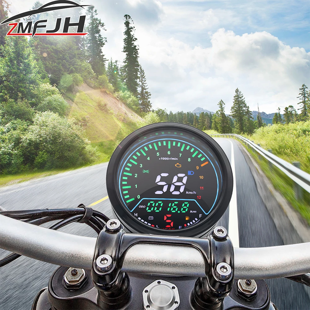 Velocímetro digital LED para moto con tacómetro y odómetro