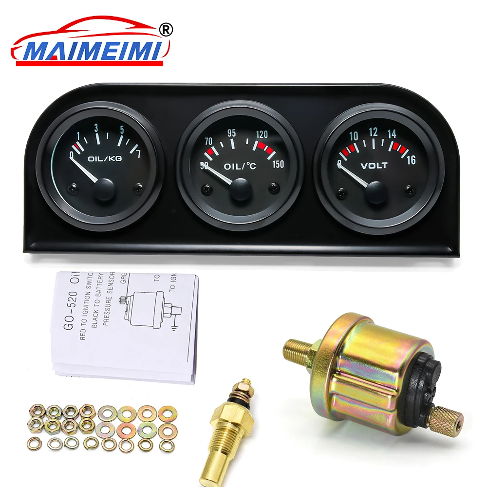 Kit medidores voltímetro presión y temperatura de aceite para coche