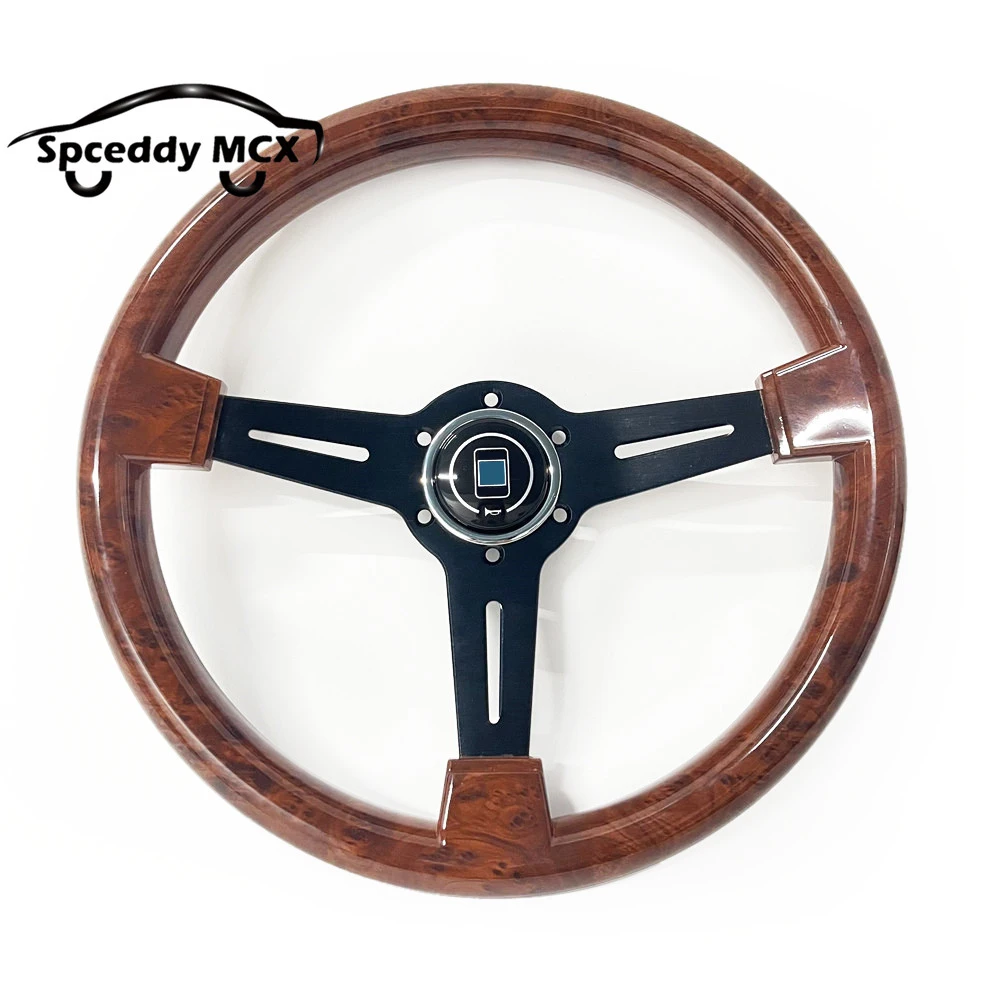 Volante deportivo JDM universal de ABS efecto madera con botón - imagen 2