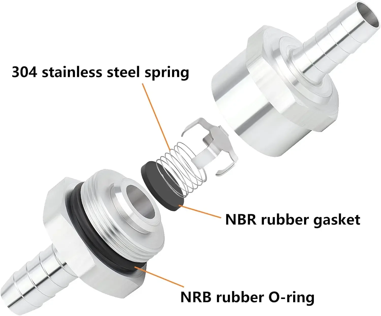 Válvula antirretorno de aluminio para combustible, agua y aire - imagen 2