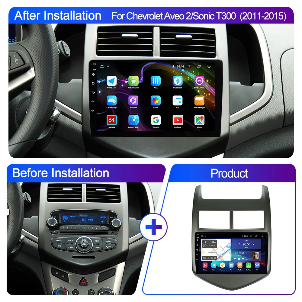 Radio Android JIUYIN – Chevrolet Aveo/Sonic T300 con GPS y CarPlay - imagen 4