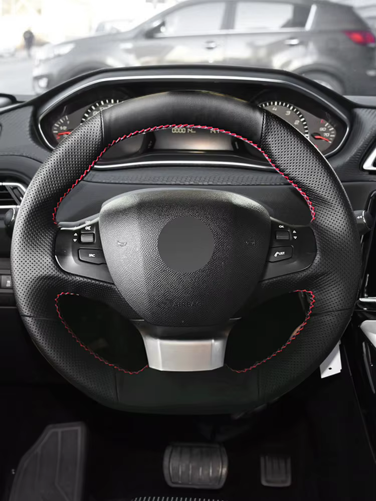 Funda de volante de microfibra perforada para Peugeot 308 2014-2020