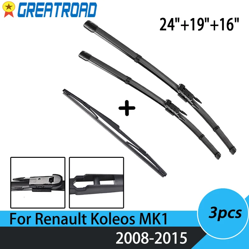 Escobillas limpiaparabrisas Renault Koleos MK1 (2008-2015) 24+19+16 pulg