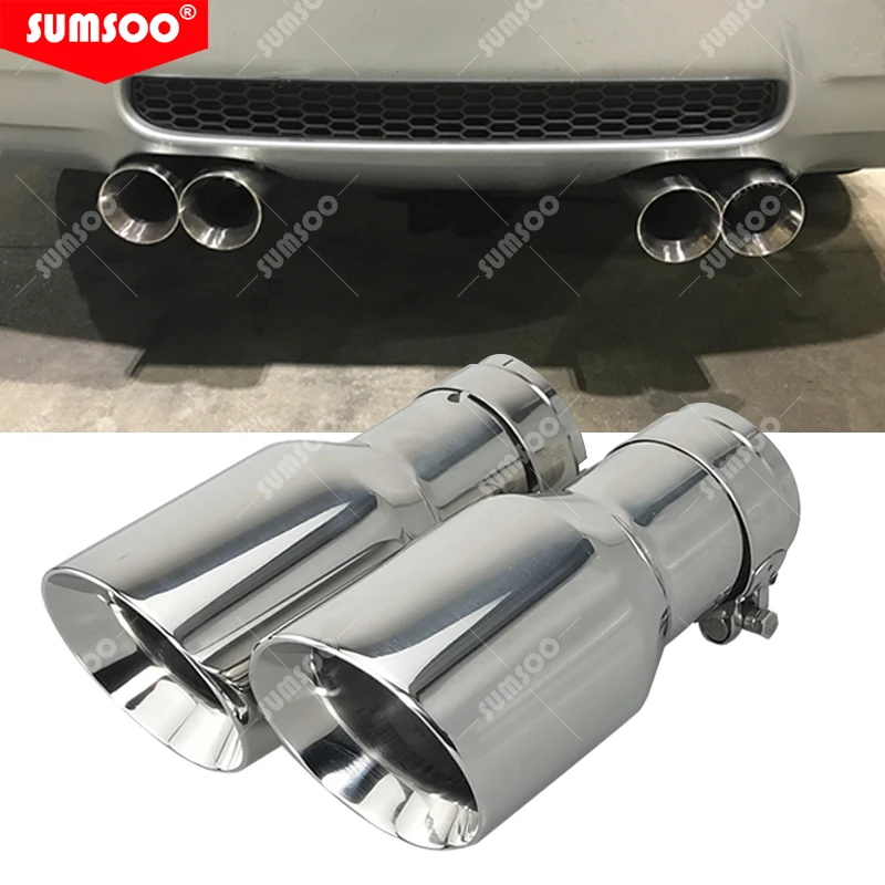 SUMSOO Punta de escape cromada universal de acero inoxidable 304