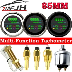 Tacómetro multifunción LCD 6 en 1 con presión de aceite 85 mm