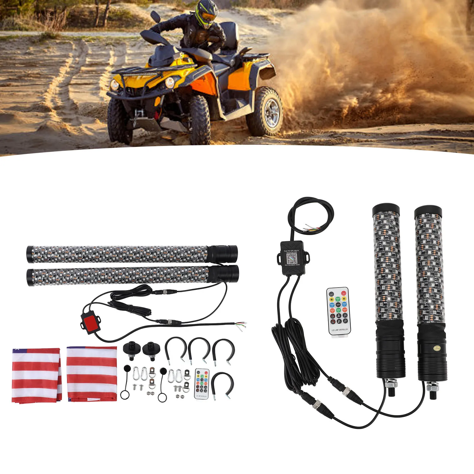 Látigo de luz LED RGB para UTV, control por app y mando - imagen 3