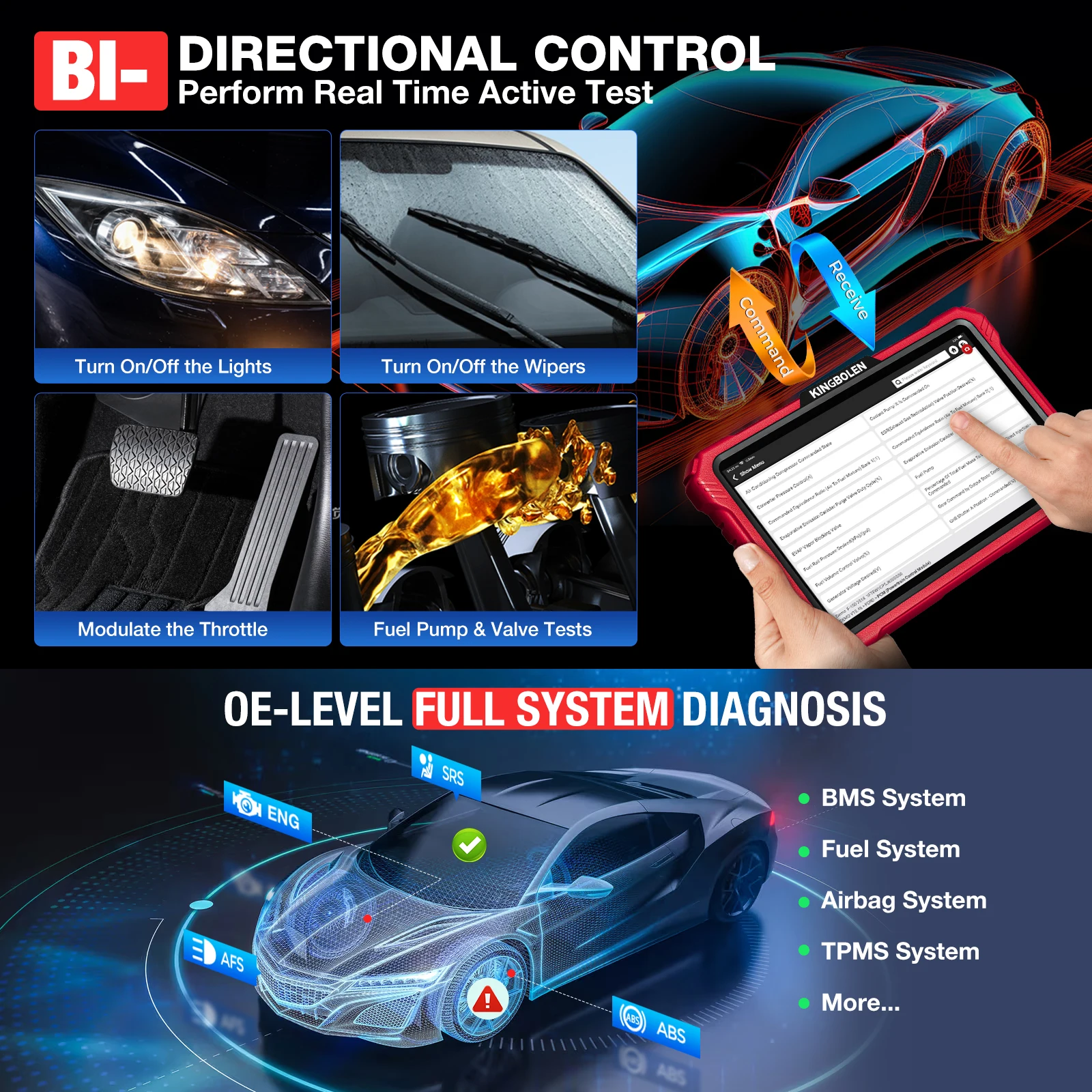 KINGBOLEN K10 Pro/Elite escáner OBD2 bidireccional con codificación ECU - imagen 5