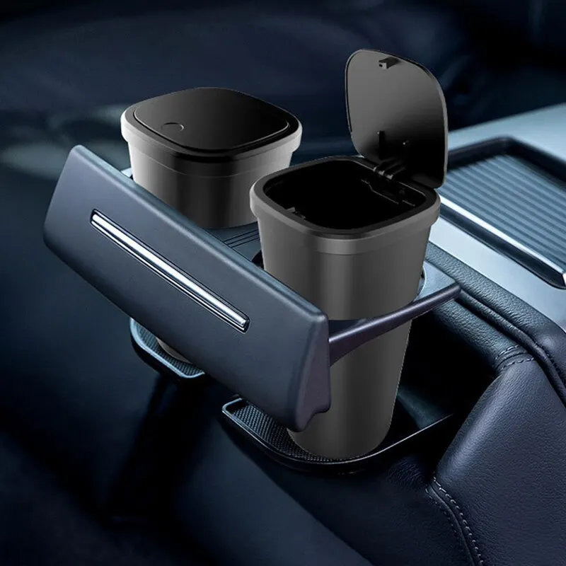 Cubo de basura y cenicero para coche con tapa abierta, bolsa - imagen 2