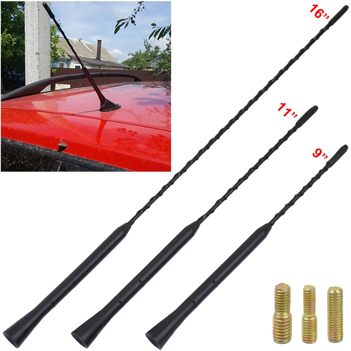 Kit Antena Universal FM AM para Coche con Montaje en Techo y Tornillos