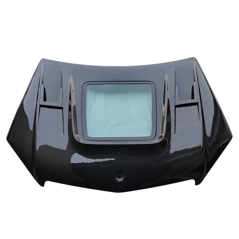 Langyu 08-11 accesorios de coche cubierta de motor transparente de fibra de carbono para mercedes-benz Clase C W204 C63 AMG capó de motor