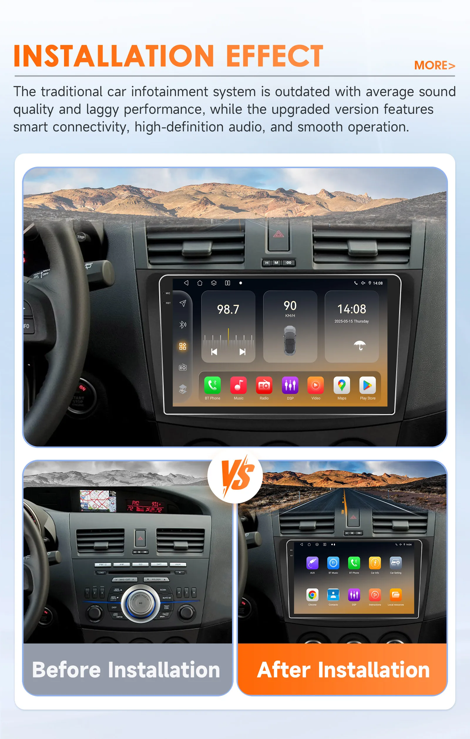 Hizpo Autoradio Android Auto CarPlay Mazda 3 2010 2013 GPS Bluetooth - imagen 2