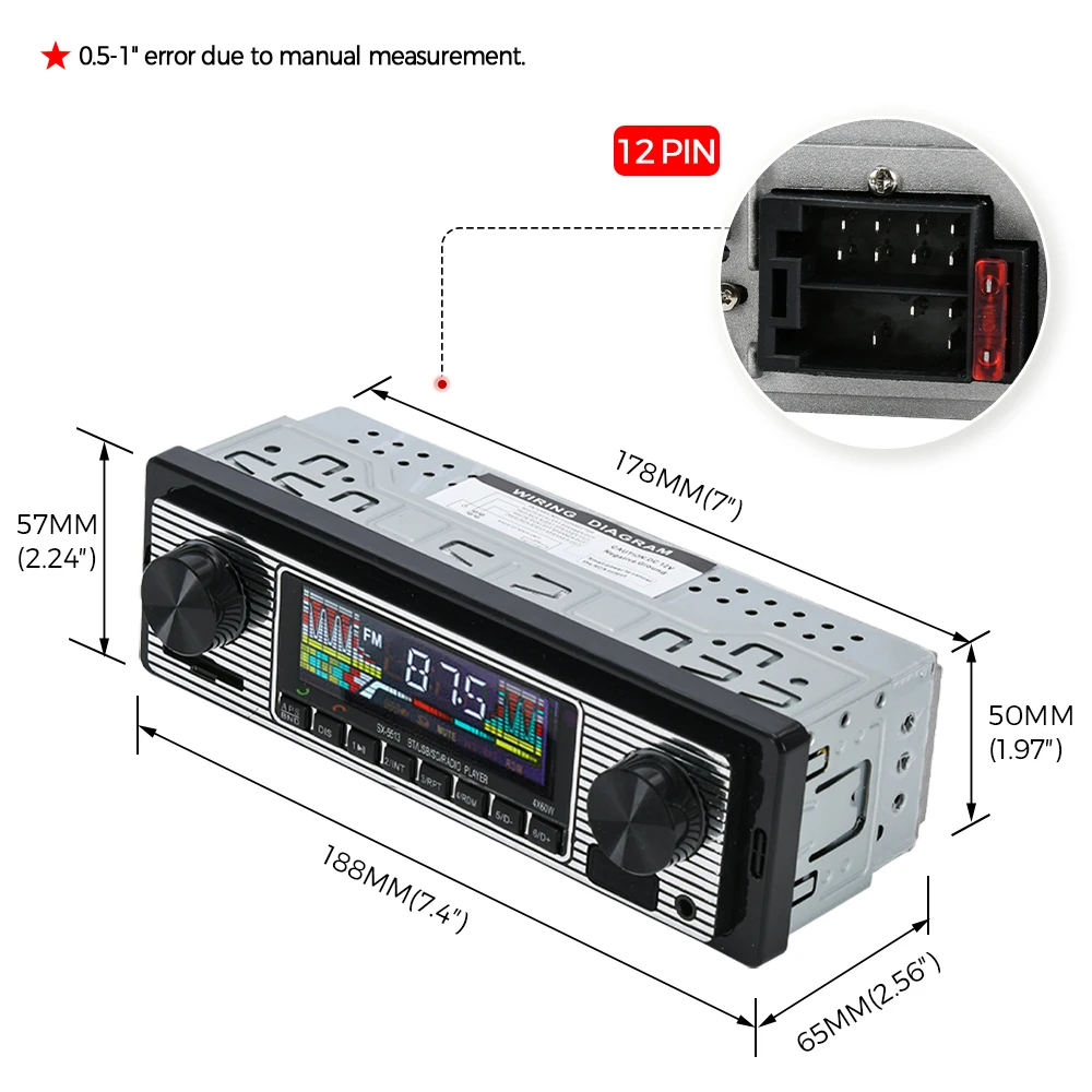 Radio coche vintage MP3 Bluetooth 12V - imagen 2