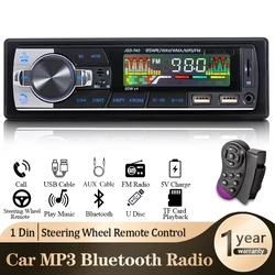 SINOVCLE Radio de coche 1din Audio Bluetooth reproductor de MP3 estéreo receptor FM 60Wx4 con Control remoto AUX/USB/tarjeta TF en Kit de tablero