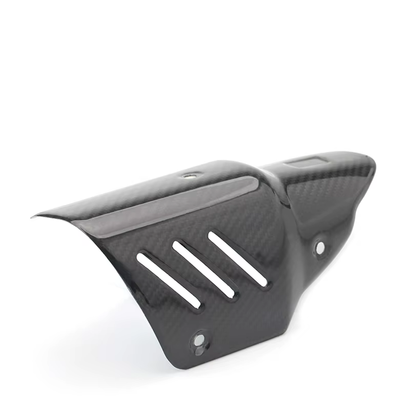 Tubo silenciador de escape para moto con protector térmico de carbono real - imagen 2