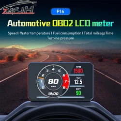 Pantalla frontal P16 para coche OBD2, medidor de velocidad para coche HUD, tacómetro Digital inteligente OBD, medidor de voltaje de temperatura del agua, ordenador a bordo