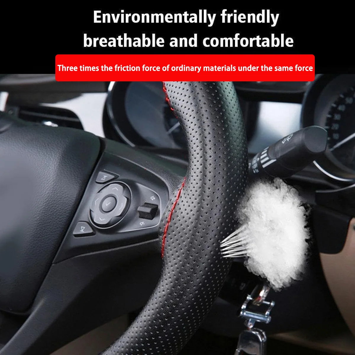 Funda volante cuero sintético DIY 37-38 cm coche - imagen 3