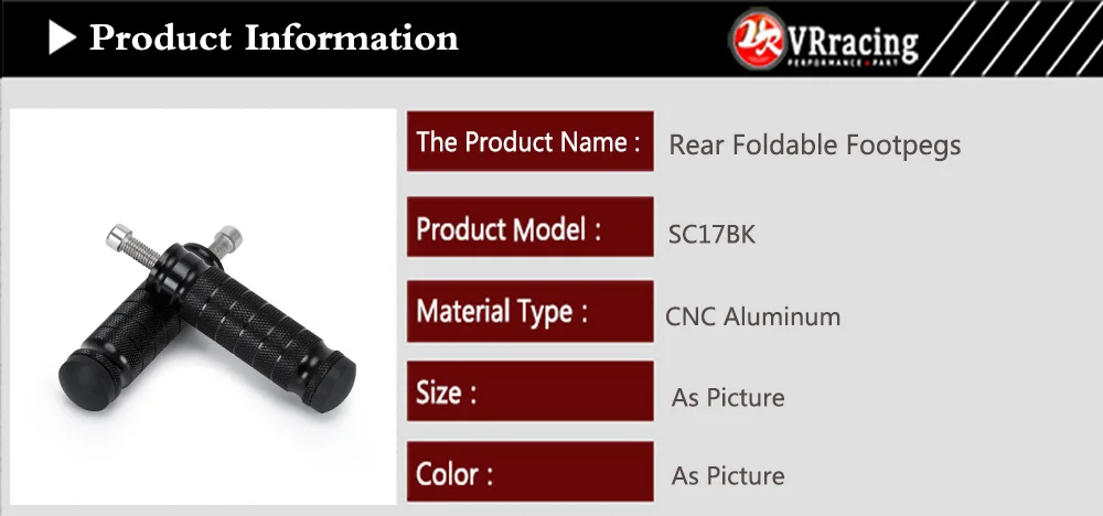 Reposapiés trasero CNC para motocicleta