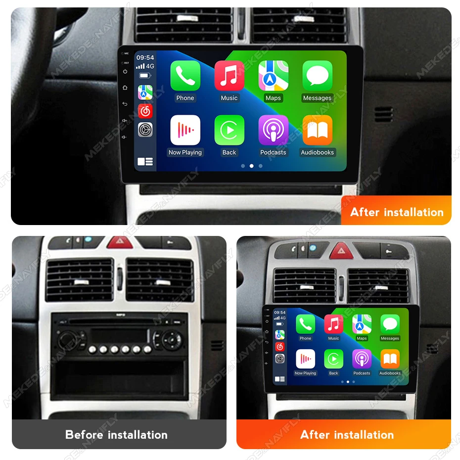MEKEDE Android 14 reproductor Multimedia de Radio de coche para Peugeot 307 CC 2004 - 2013 Android Auto inalámbrico CarPlay navegación GPS WIFI - imagen 2