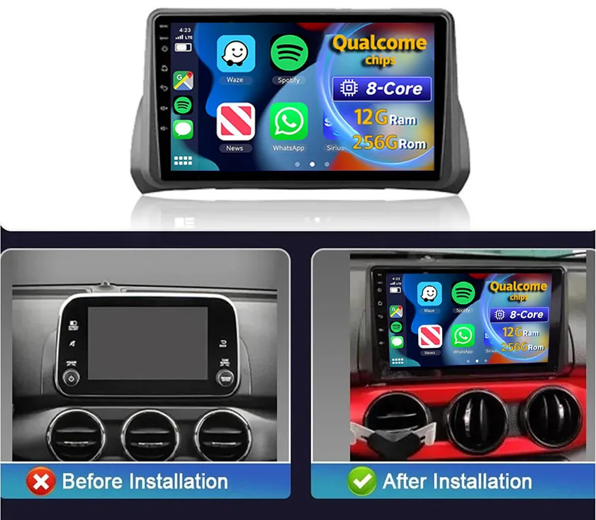 Reproductor Android 15 para Fiat Argo con pantalla y navegación