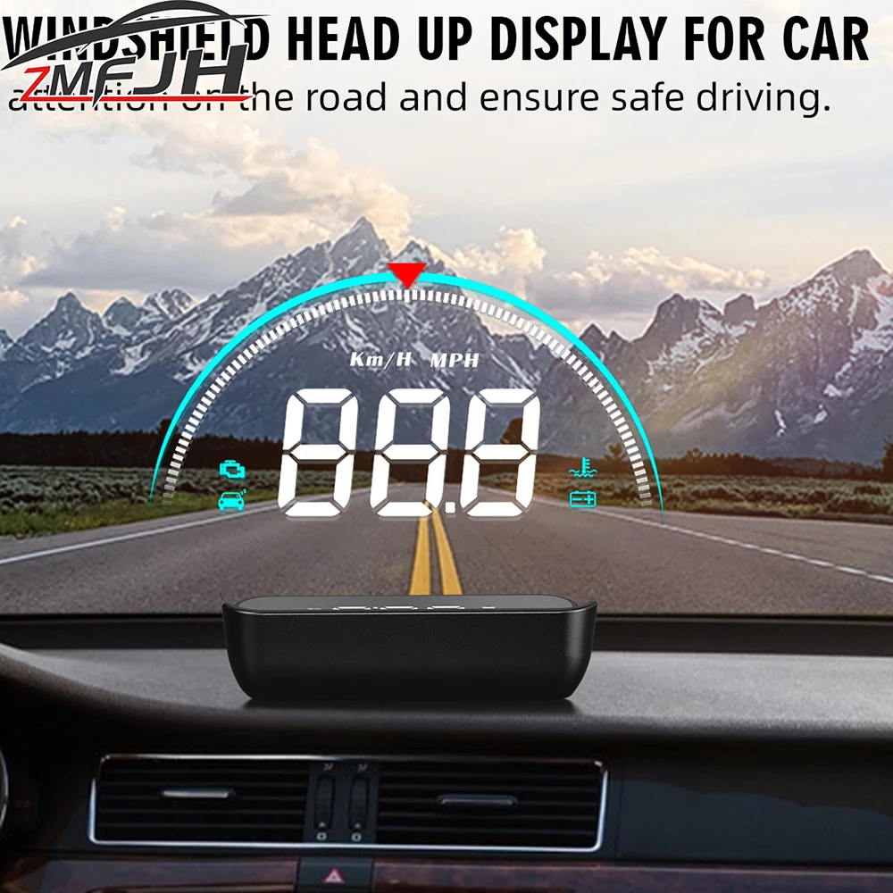 Pantalla HUD Head Up para coche, velocímetro OBD, proyector de parabrisas, medidor de velocidad de voltaje de temperatura del agua Digital inteligente con advertencia de exceso de velocidad