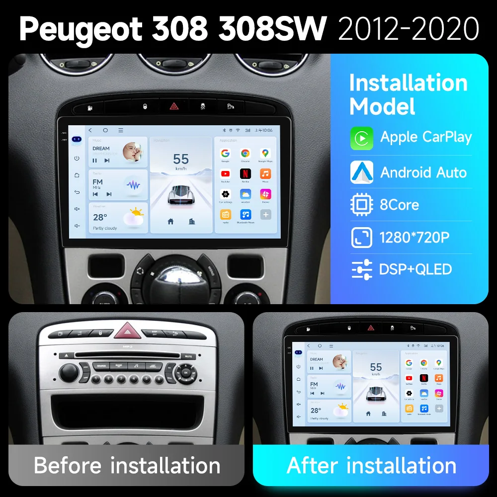 Radio multimedia Android de 9 pulgadas para Peugeot 308, 308 SW y 408 - imagen 2