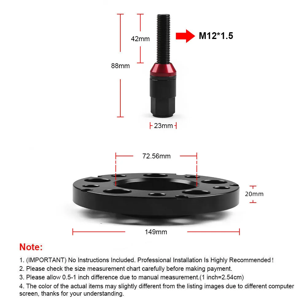 Espaciadores de llanta 20mm 5x120 M12x1,5 para BMW E36 E82 E88 - imagen 2