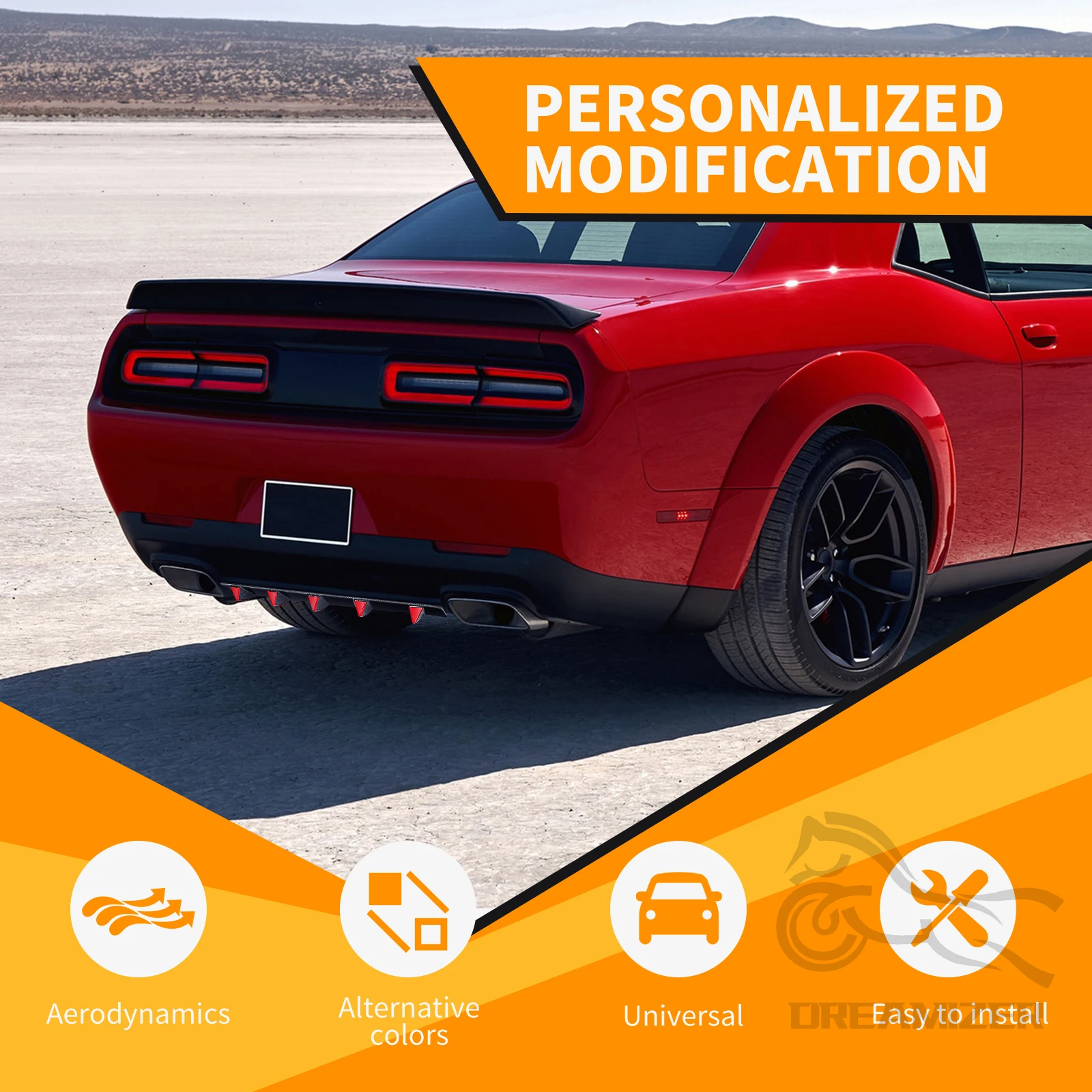 Aletas de tiburón difusoras traseras universales de carbono, negro, azul y rojo, 3 colores para Honda, Ford, Chevrolet Cruze - imagen 2