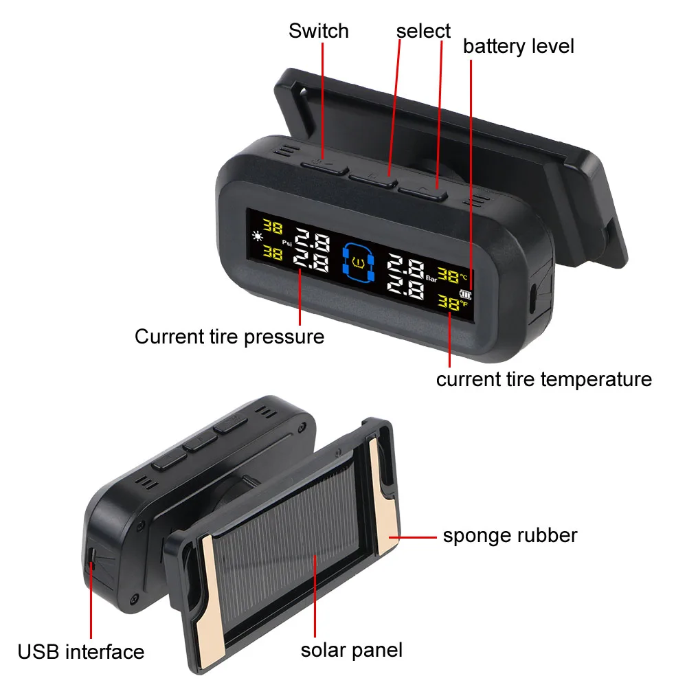 Monitor TPMS LCD para coche con temperatura y presión de neumáticos - imagen 5