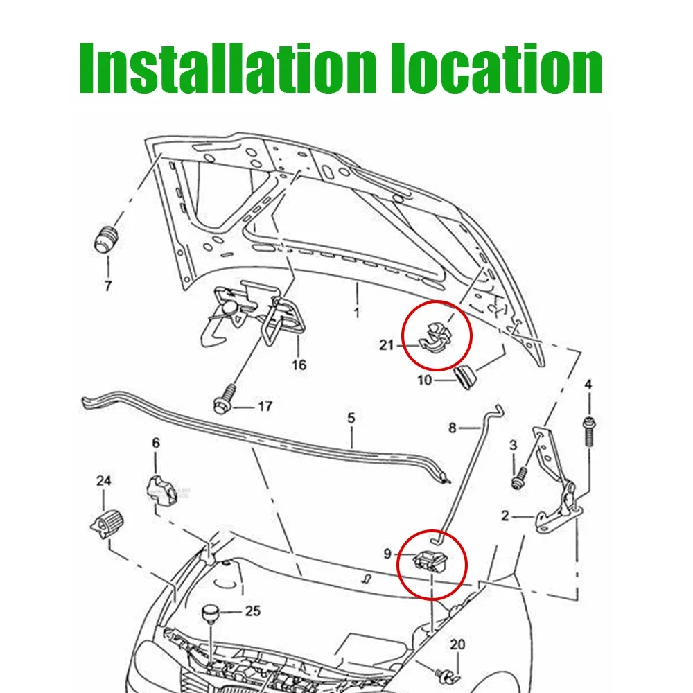 1U 0823570 Un juego de Clips de soporte para capó de coche, varilla para capó, nuevo para Skoda Octavia A5 Mk2 2004 2005 2006 2007 2008 2009 - 2013 - imagen 2