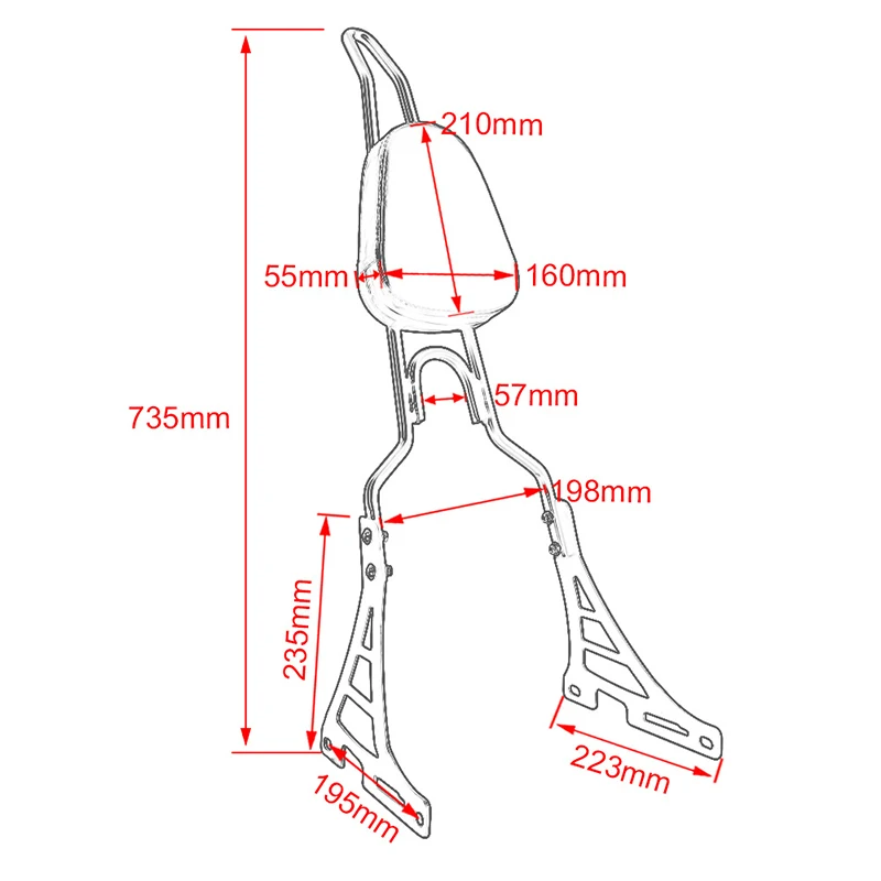 Sissy Bar desmontable para pasajero Harley 883 XL1200 - imagen 5