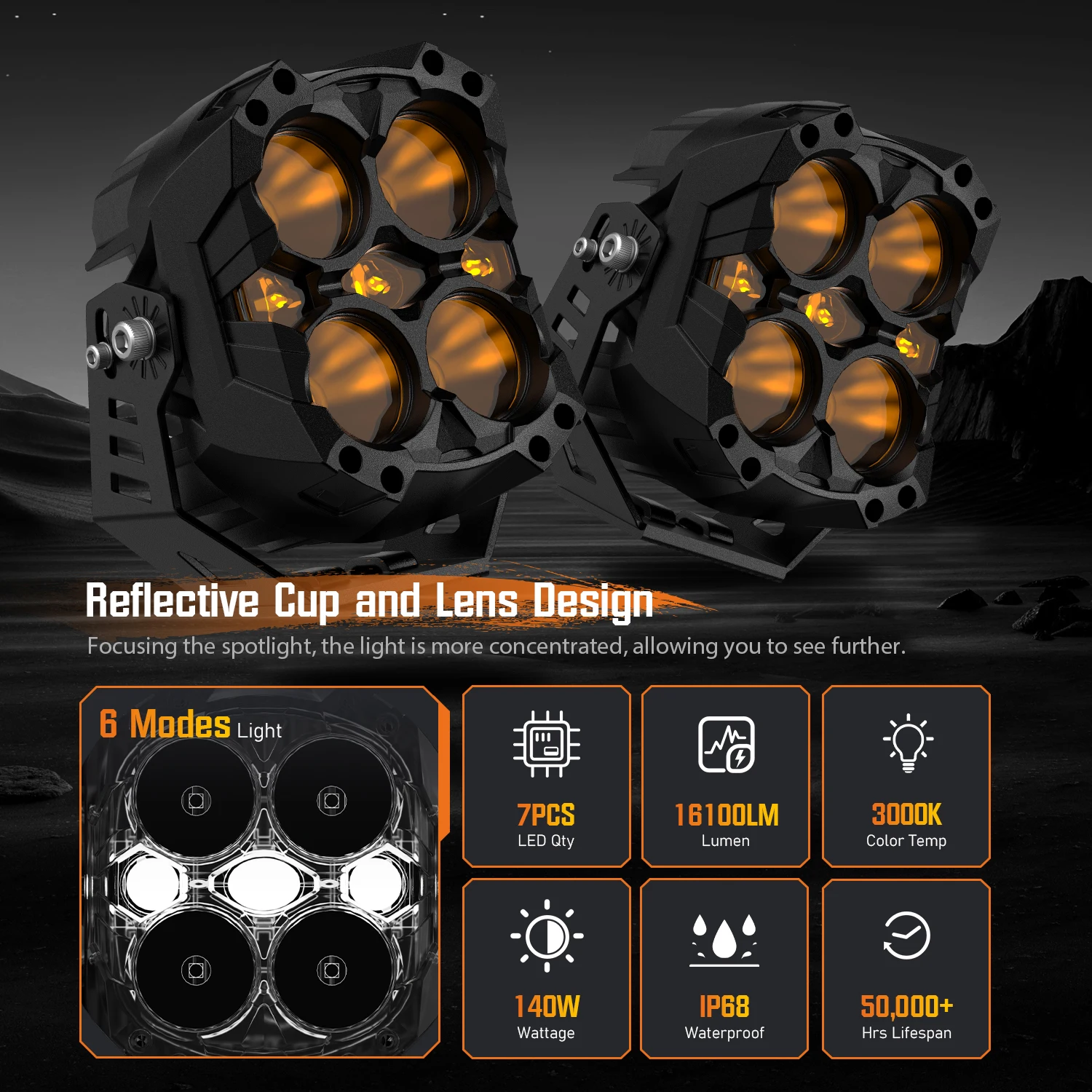 Barra LED de trabajo Novsight 60 W, 6 pulgadas para 4x4 - imagen 2