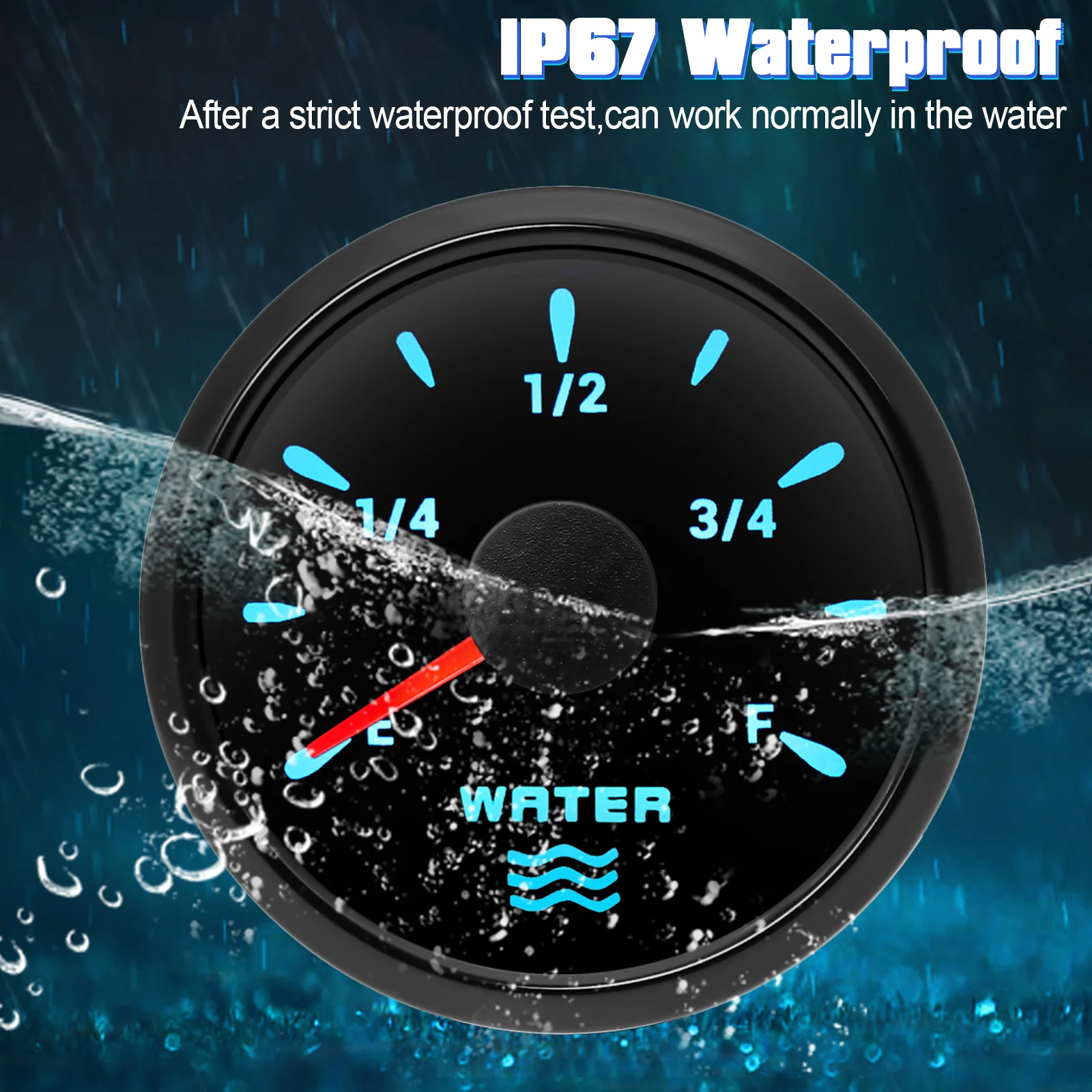 Indicador nivel de agua 52 mm con luz de 7 colores – 12V y 24V - imagen 2