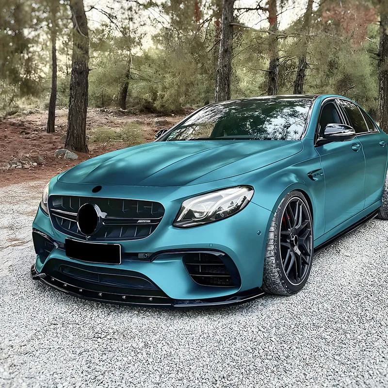 Para Mercedes Benz Clase E W213 E63 AMG 2016-2020 negro carbono coche parachoques delantero labio divisor difusor cuerpo Kit alerón embellecedor - imagen 5