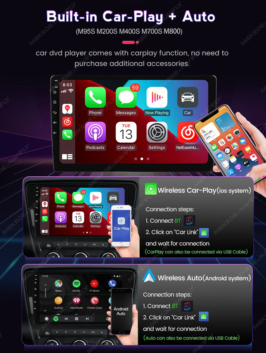 MEKEDE Radio Android 13 con CarPlay para Honda Jazz 2014-2015 - imagen 4
