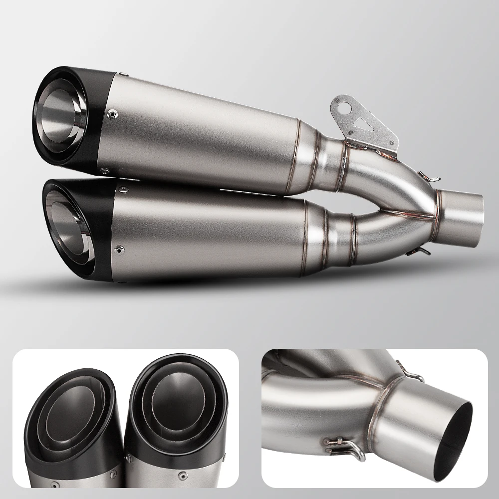 Escape de acero inoxidable 51 mm doble salida universal para moto - imagen 5