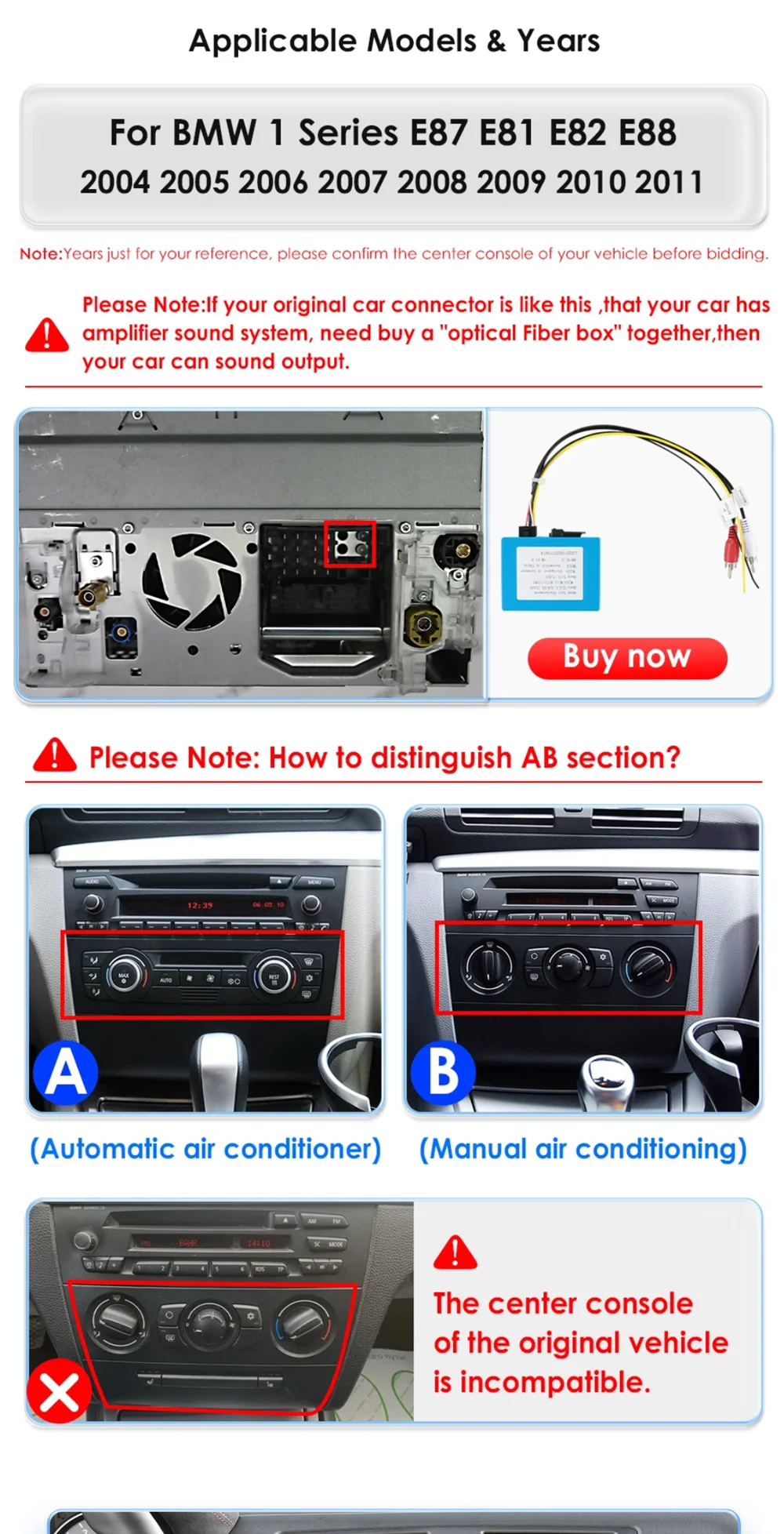 Radio Android 2DIN CarPlay inalámbrico para BMW Serie 1 E81 E82 E87 E88