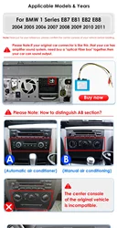 Radio Android 2DIN CarPlay inalámbrico para BMW Serie 1 E81 E82 E87 E88