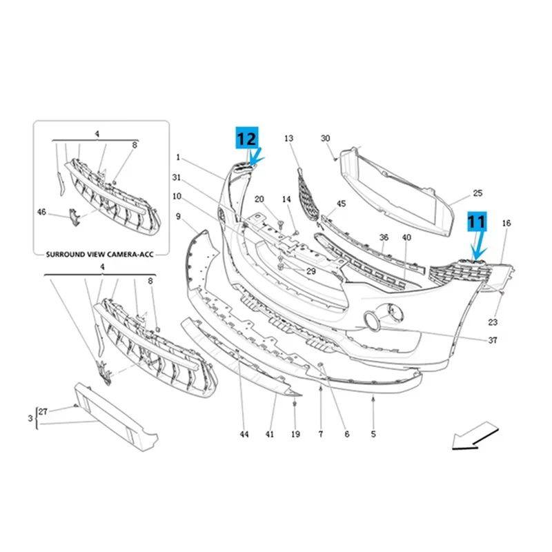 Soporte parachoques delantero Maserati Levante