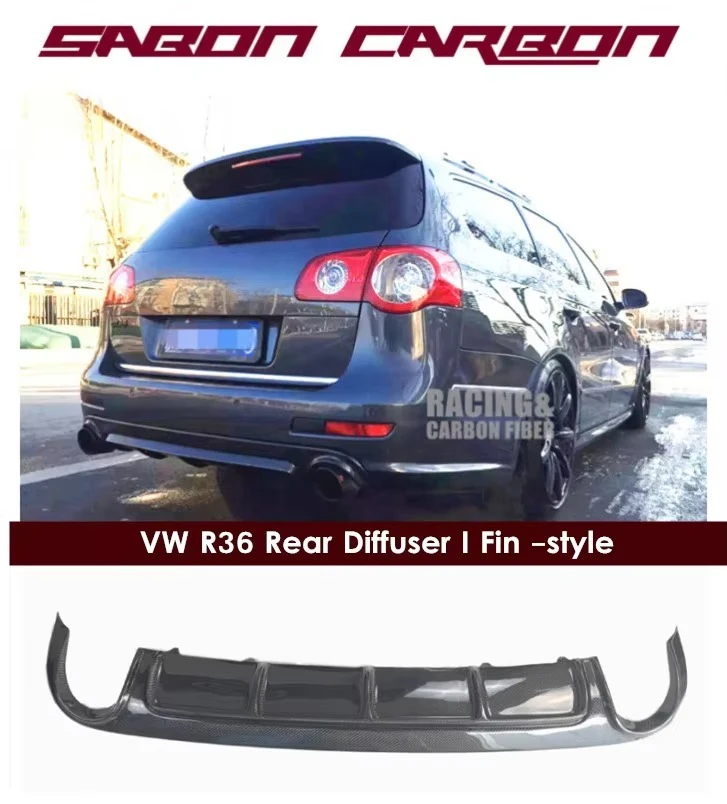 Difusor trasero de carbono estilo aleta para VW Passat R36 2008-2011 - imagen 2