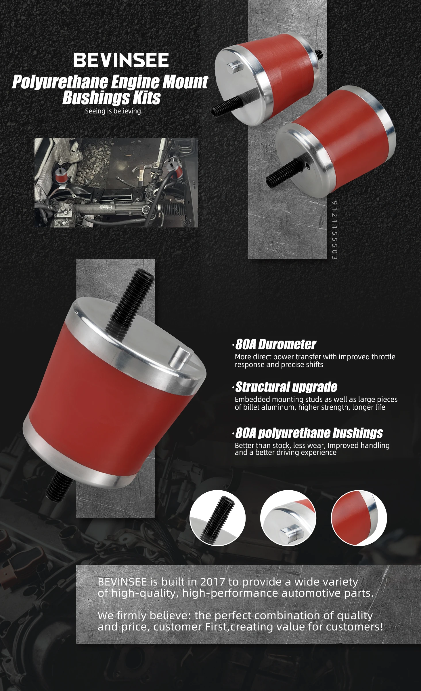 Kit de soportes de motor de poliuretano BEVINSEE para BMW