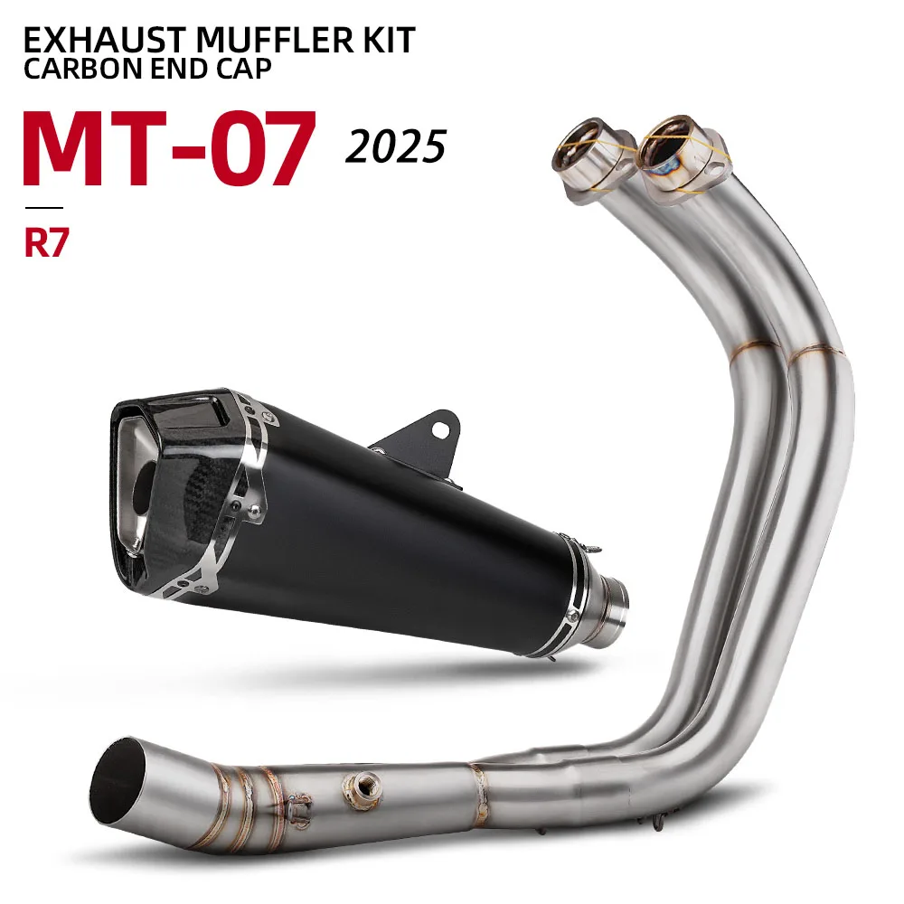 Para YAMAHA MT07 FZ07 XSR700 R7 2025 sistema de Escape completo para motocicleta modificar el colector de Escape tubo silenciador de carrera Delta con DB Killer - imagen 4