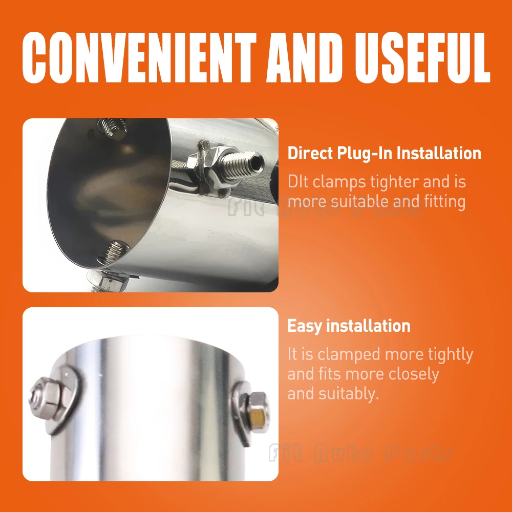 Punta de silenciador de escape cuadrado Universal para coche, tubo de cola doble de 63mm, piezas de automóvil modificadas, tubo recto - imagen 3