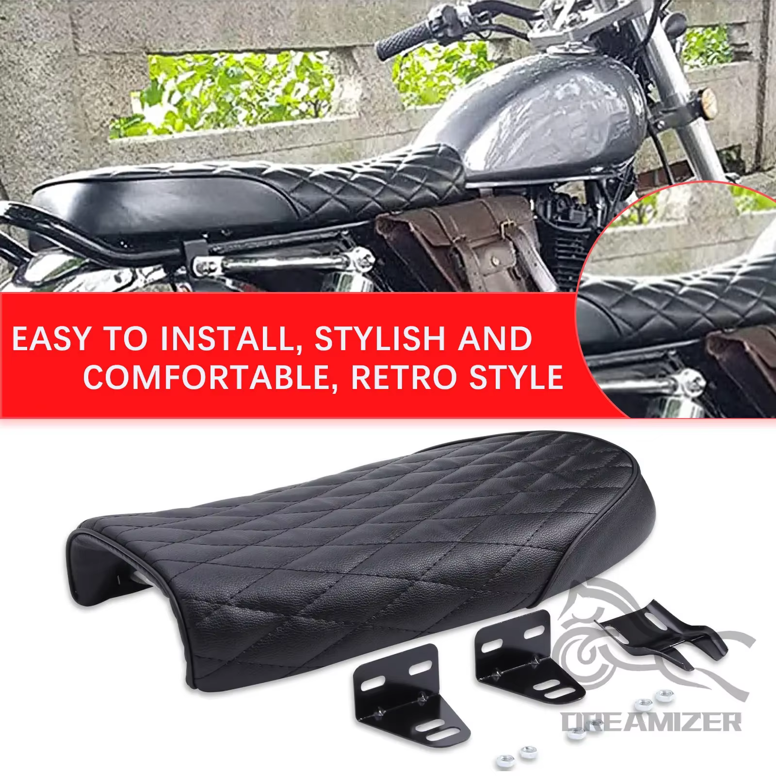 Asiento de moto Cafe Racer con joroba para Honda CG, CB y Kawasaki