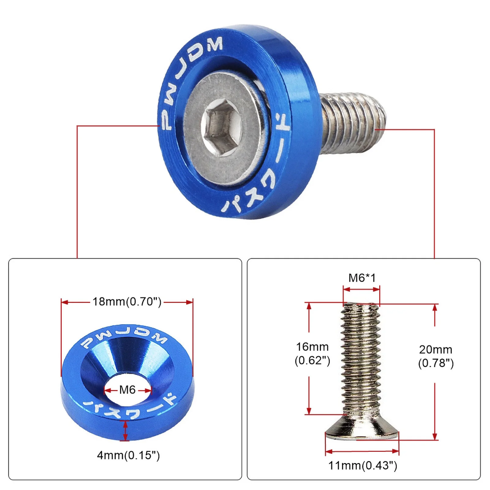 Tornillos matrícula coche M6 universales 4 uds - imagen 3